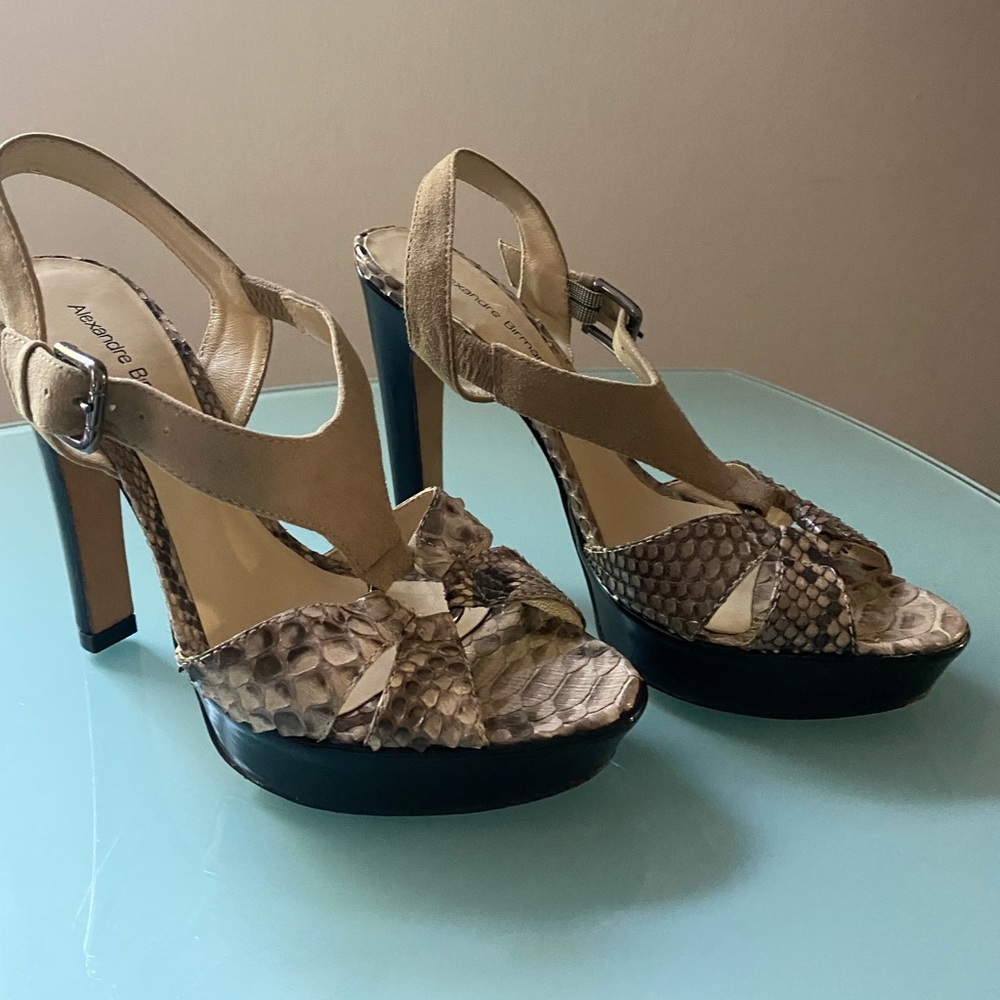 Alexandre Birman Suede/Black and Snake Skin High Heels Size 6